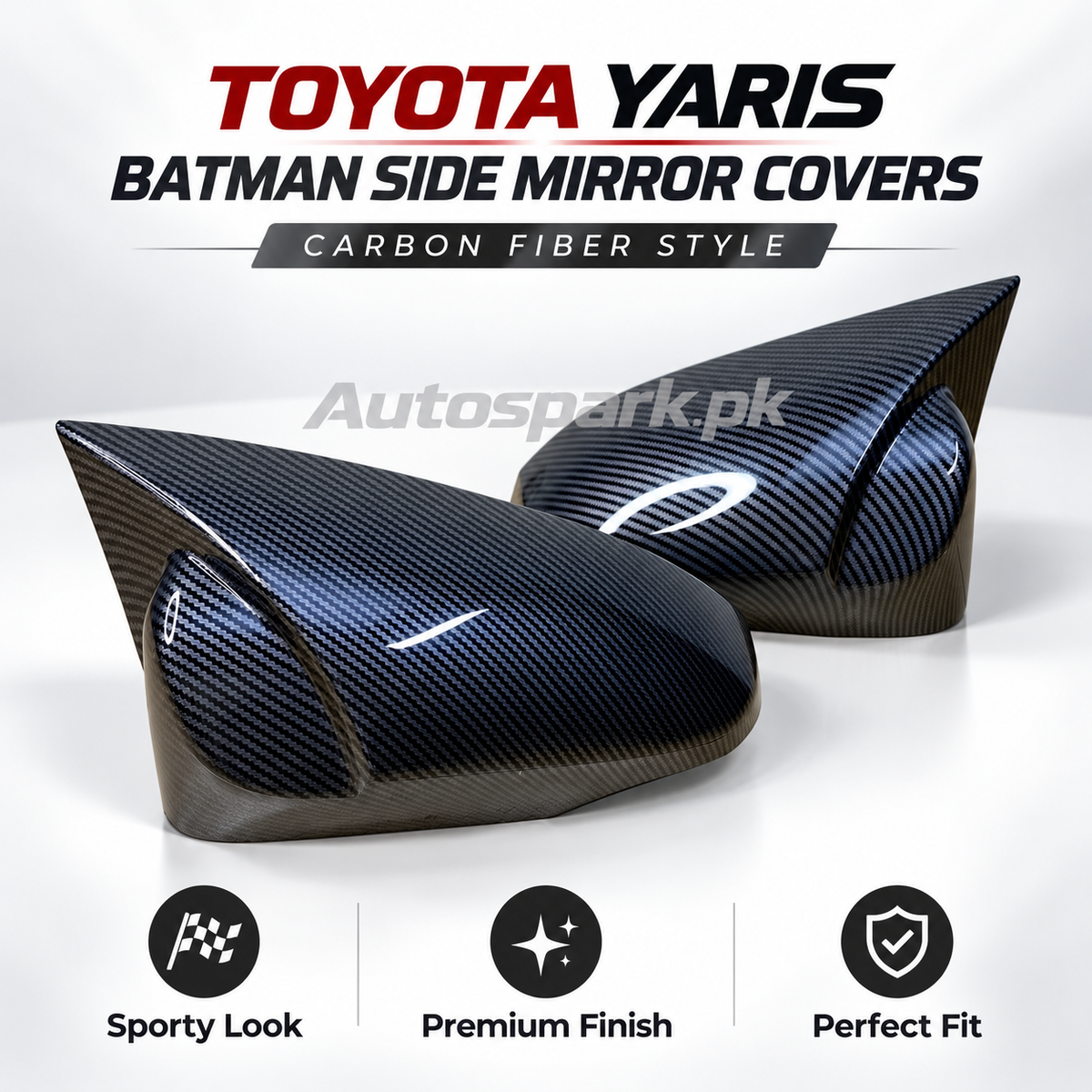 Toyota Yaris Batman Side Mirror Covers – Premium Carbon Fiber Style (Pair)