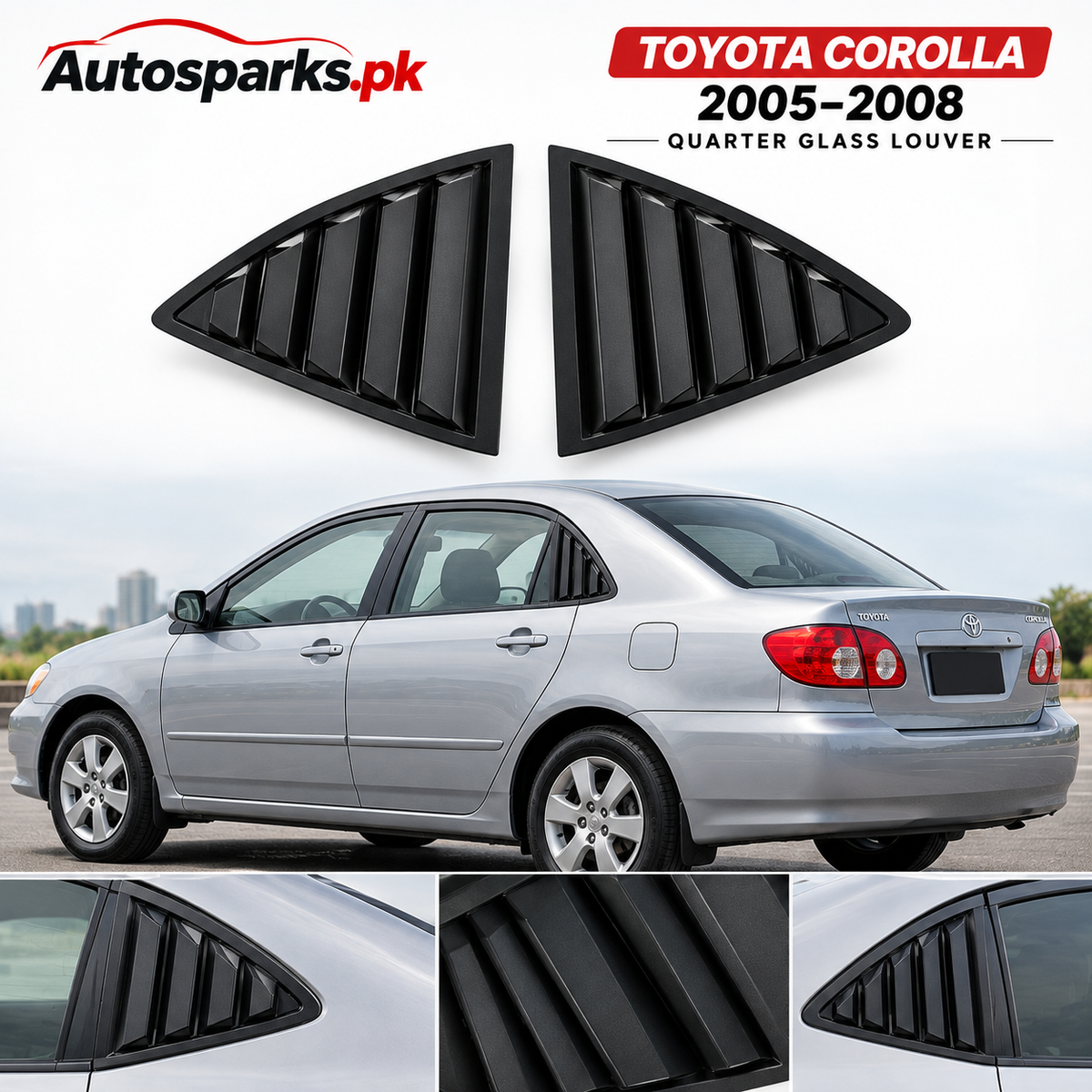 Toyota Corolla 2003–2008 Quarter Glass Louver – Premium Quality