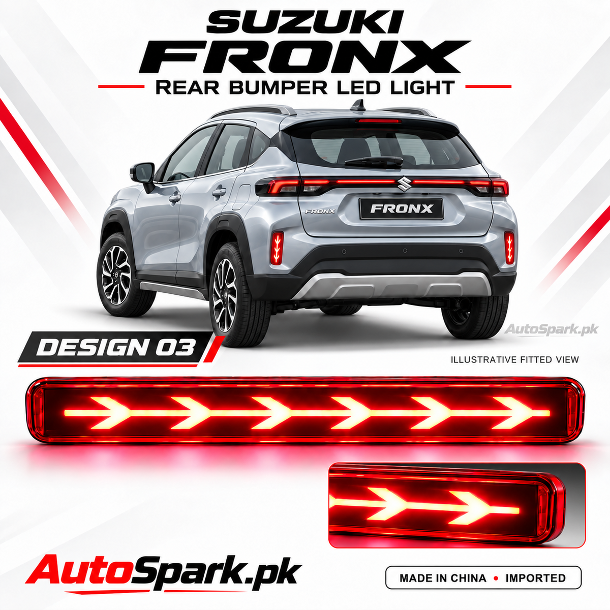 Suzuki Fronx Rear Bumper LED Lights – Connected Arrow Design