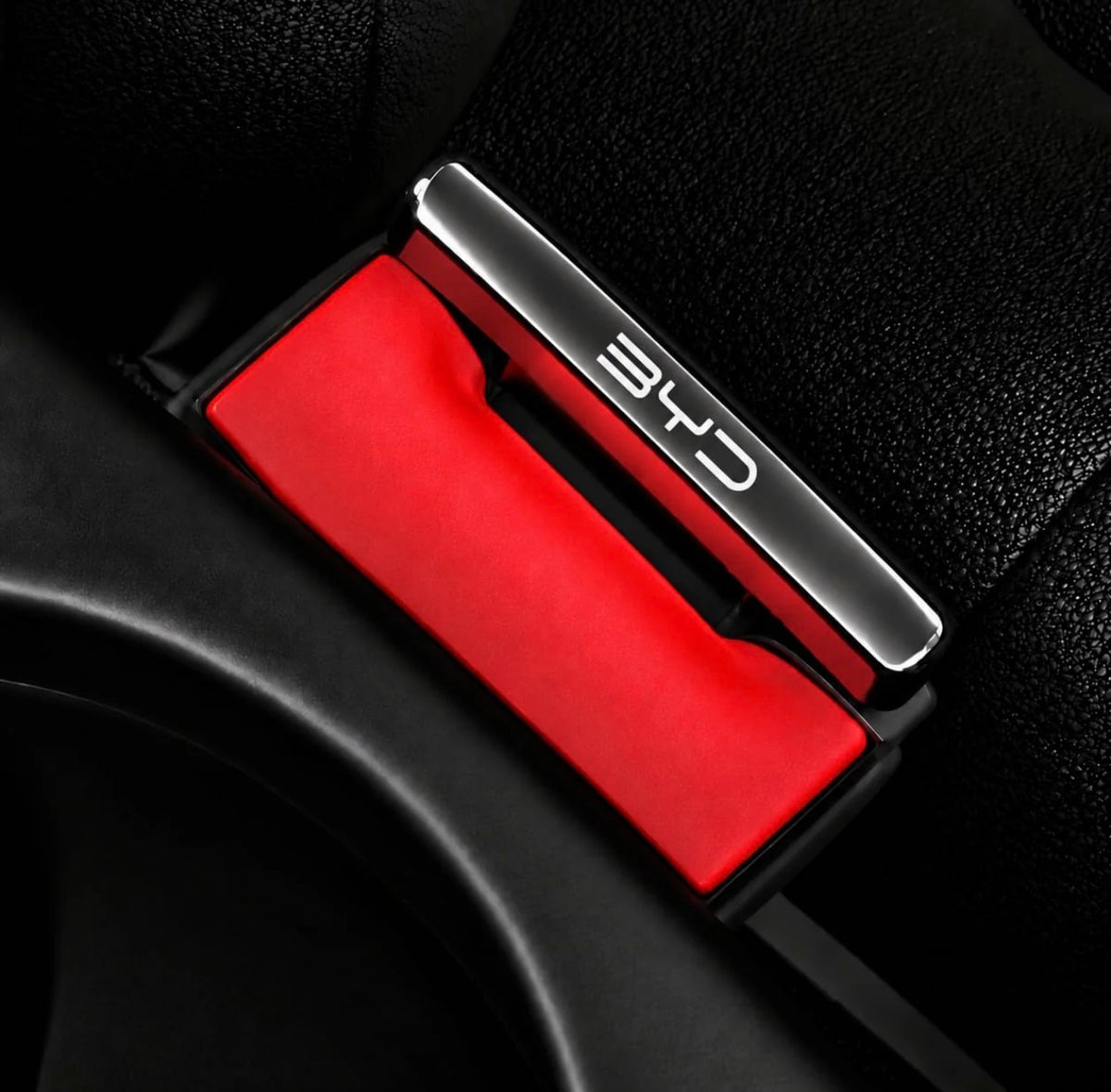 BYD Logo Metal Seat Belt Clip Metallic Silver 2 Pcs Set