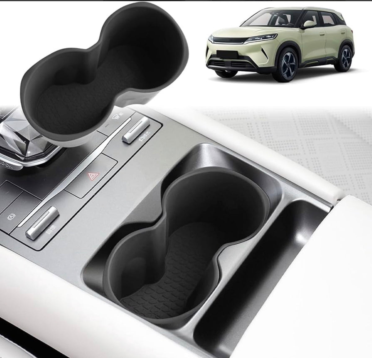 BYD Atto 2 Console Cup Holder Hard Silicone Protective Matt Black Colour