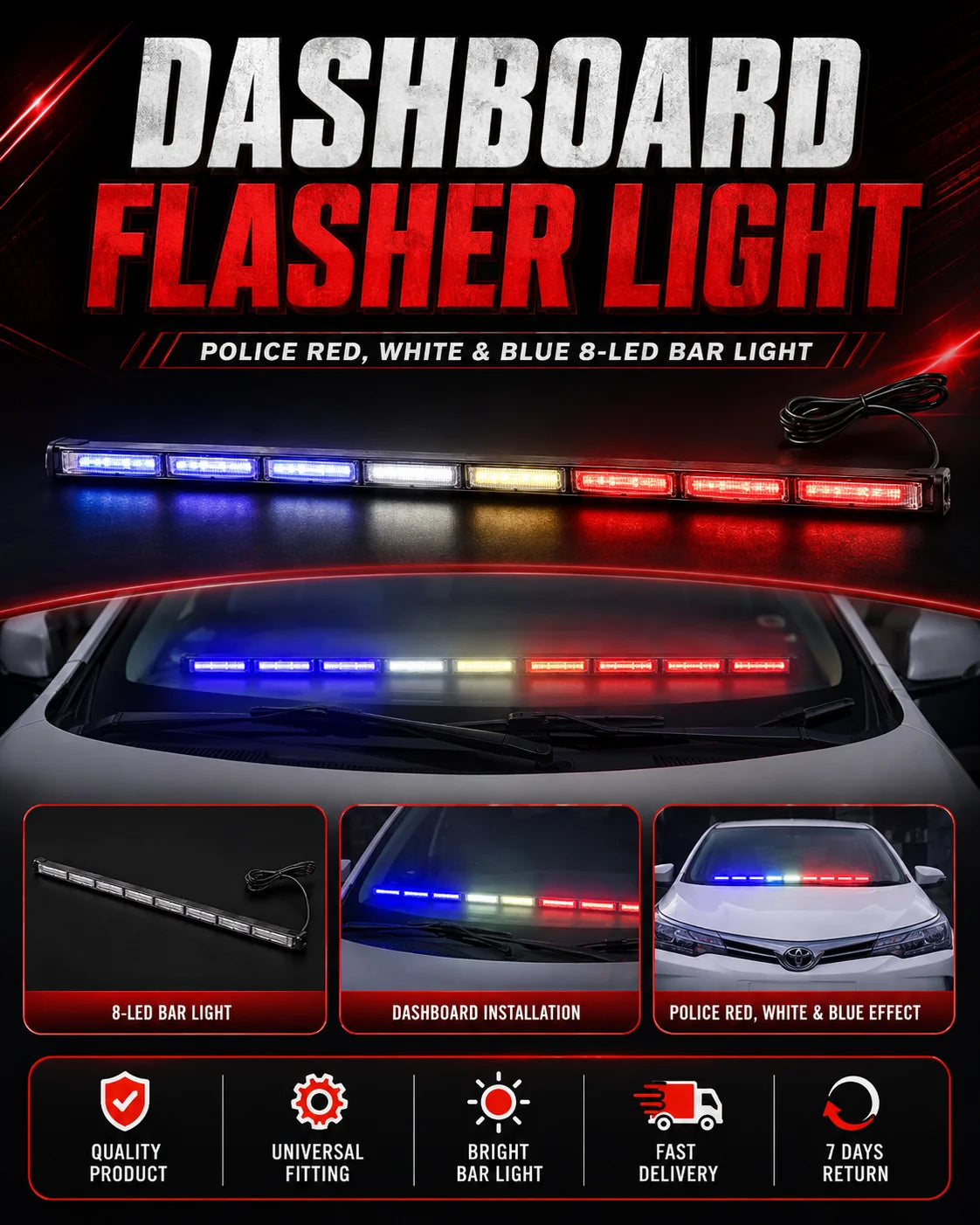 DASHBOARD FLASHER LIGHT 8step