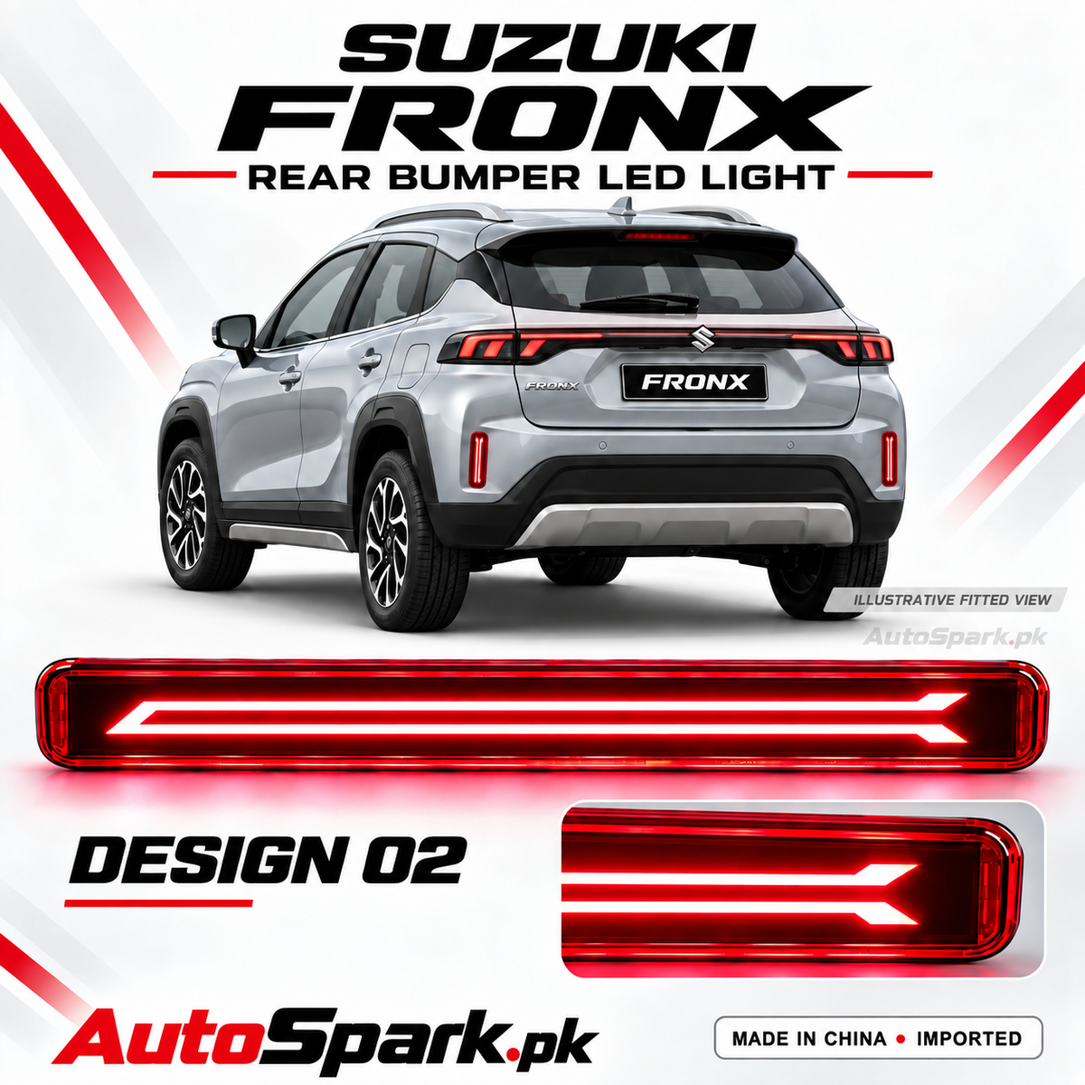 Suzuki Fronx Rear Bumper LED Lights – Arrow Outline Design