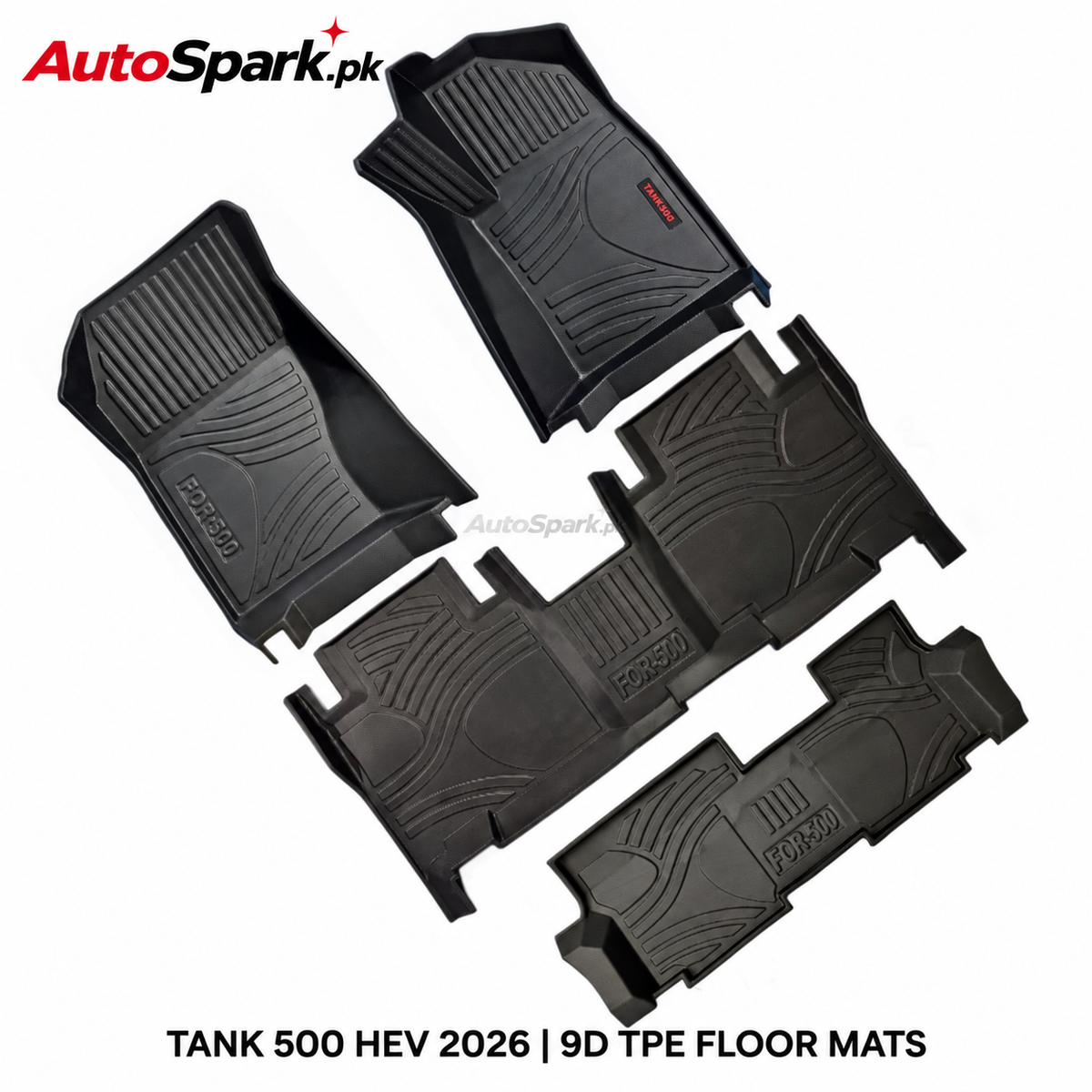 Tank 500 HEV 2026 9D TPE Floor Mats – Black 4-Piece Set