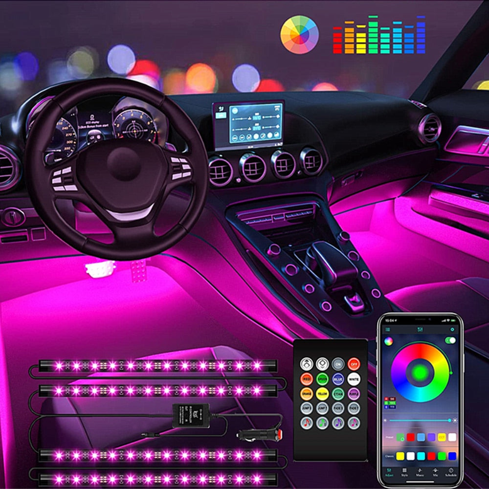 Car Atmosphere  rgb Light, Car Interior Foot Light - 4 pcs