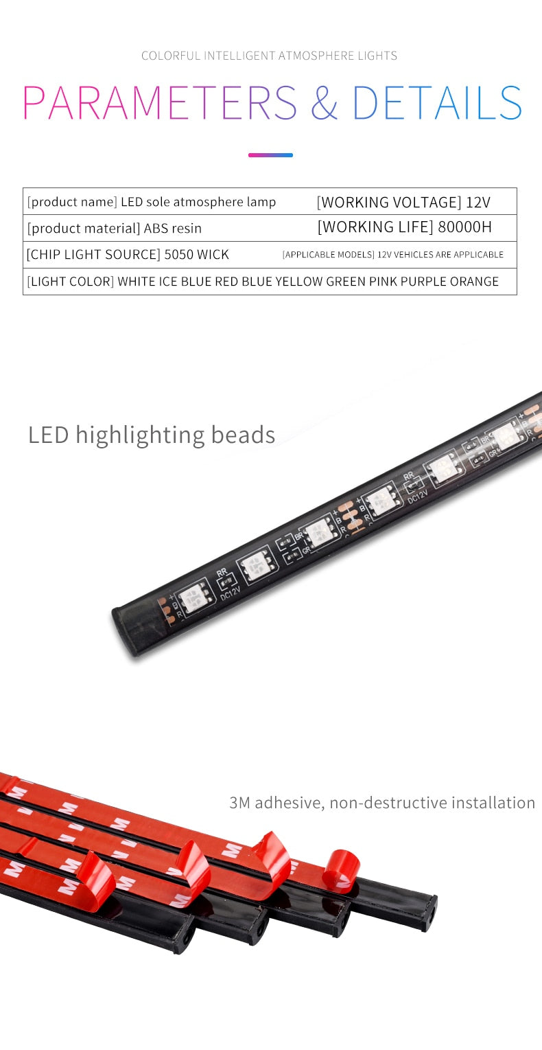 Car Atmosphere  rgb Light, Car Interior Foot Light - 4 pcs