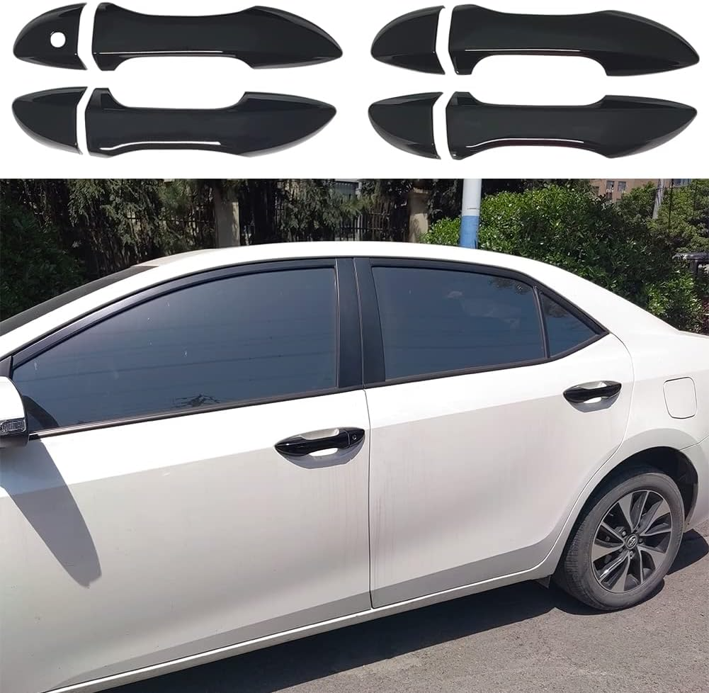 Toyota Corolla 2015–2025 Door Handle Covers – Carbon Fiber & Glossy Black