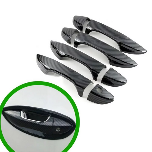 Toyota Corolla 2015–2025 Door Handle Covers – Carbon Fiber & Glossy Black