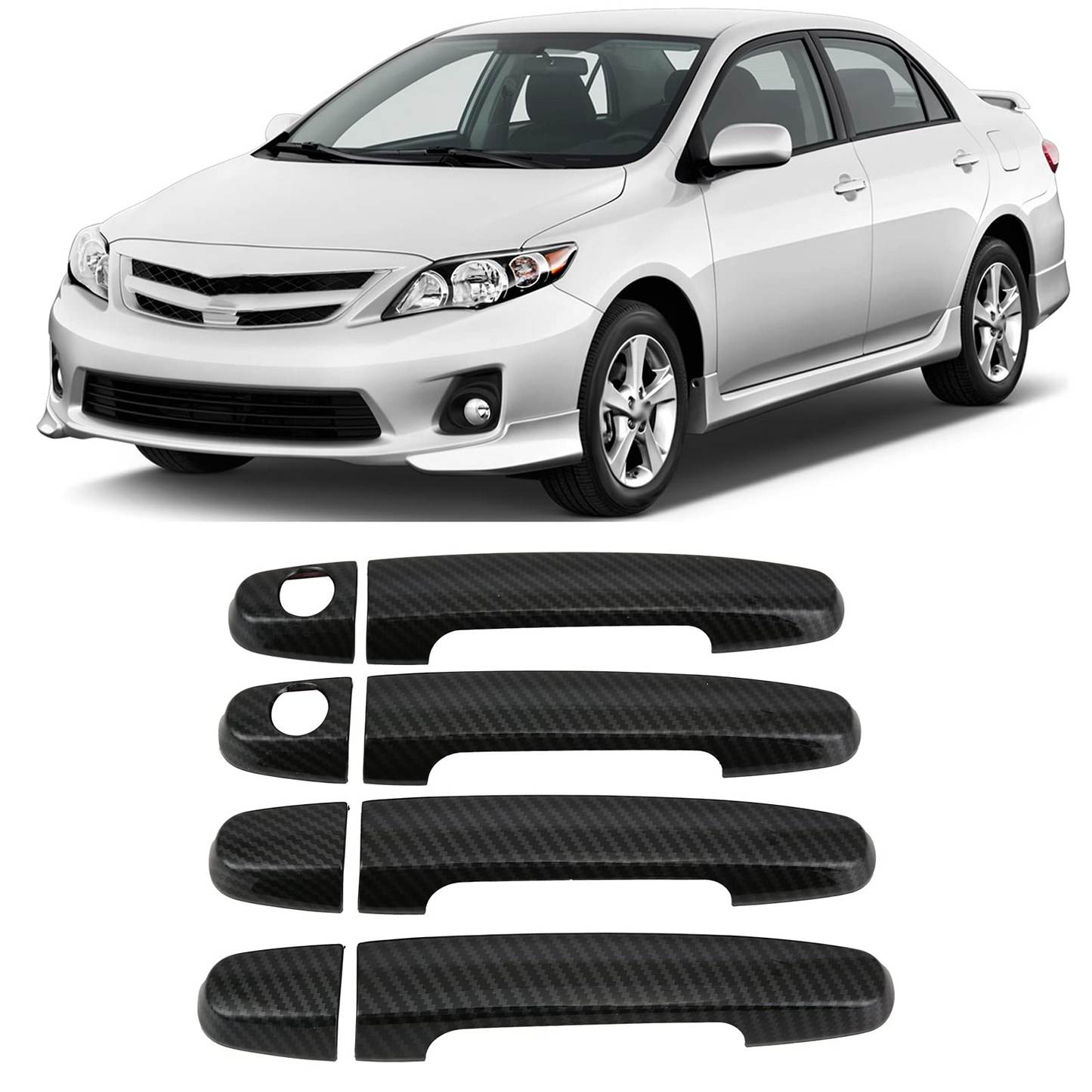 Toyota Corolla 2009β2014 Door Handle Covers β Carbon Fiber Finish