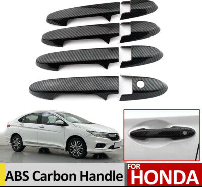 Honda City 2022–2025 Door Handle Covers – Carbon Fiber & Glossy Black