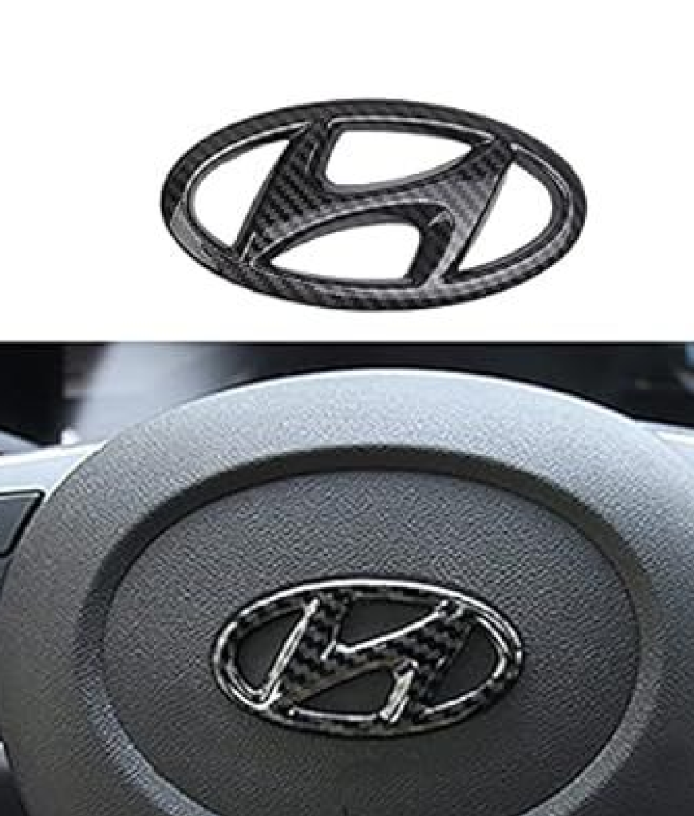 Hyundai stearing logo carbon fiber H
