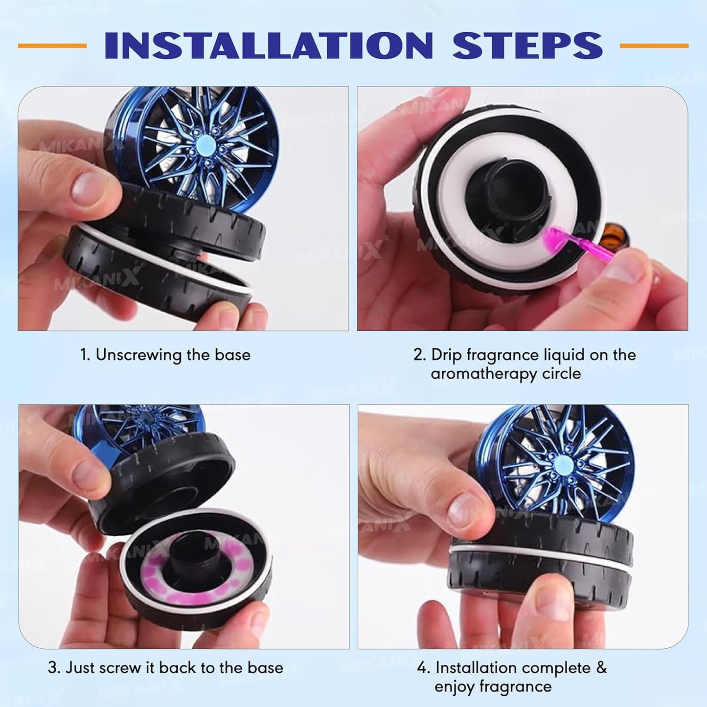 Wheel Hub Perfume Air Freshener 360° Rotating Car
