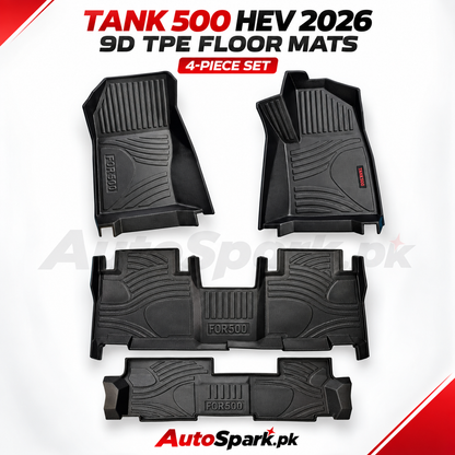 Tank 500 HEV 2026 9D TPE Floor Mats – Black 4-Piece Set