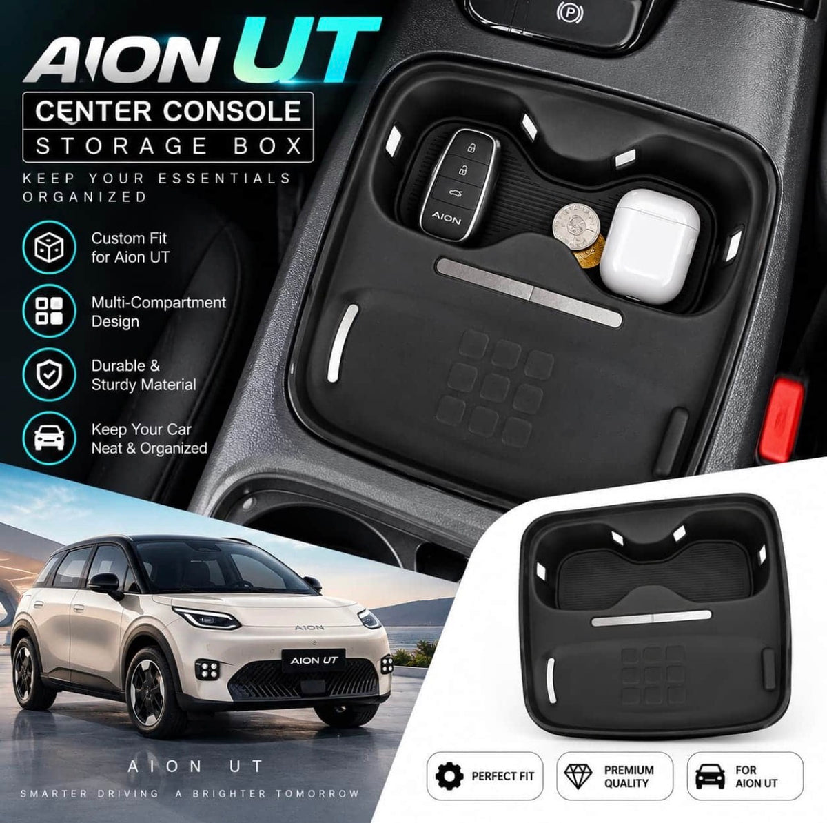 Aion UT Console Cup Holder Silicone Protective Matt Black Colour