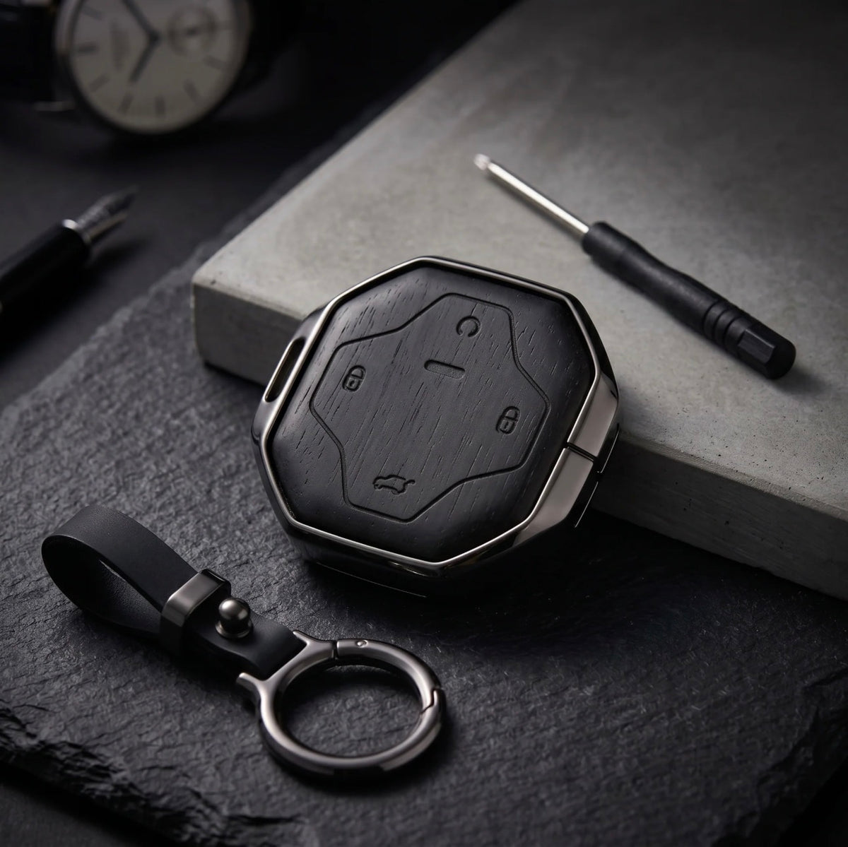 Jetour T2 Elite Series Metallic Car Key Case Luxury Zinc Alloy Protection Case(Black)