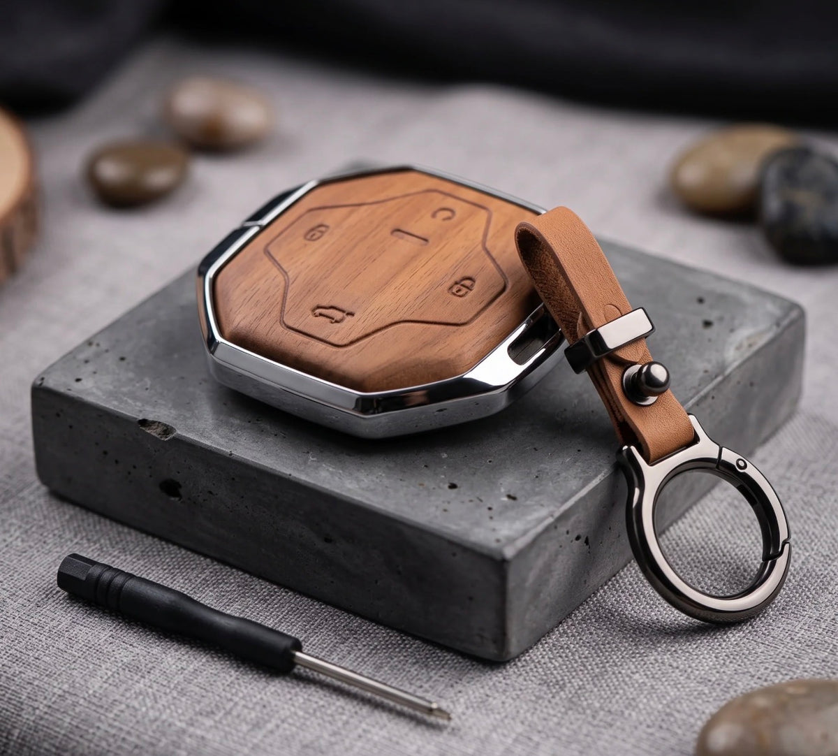 Jetour T2 Elite Series Metallic Car Key Case Luxury Zinc Alloy Protection Case(Brown)