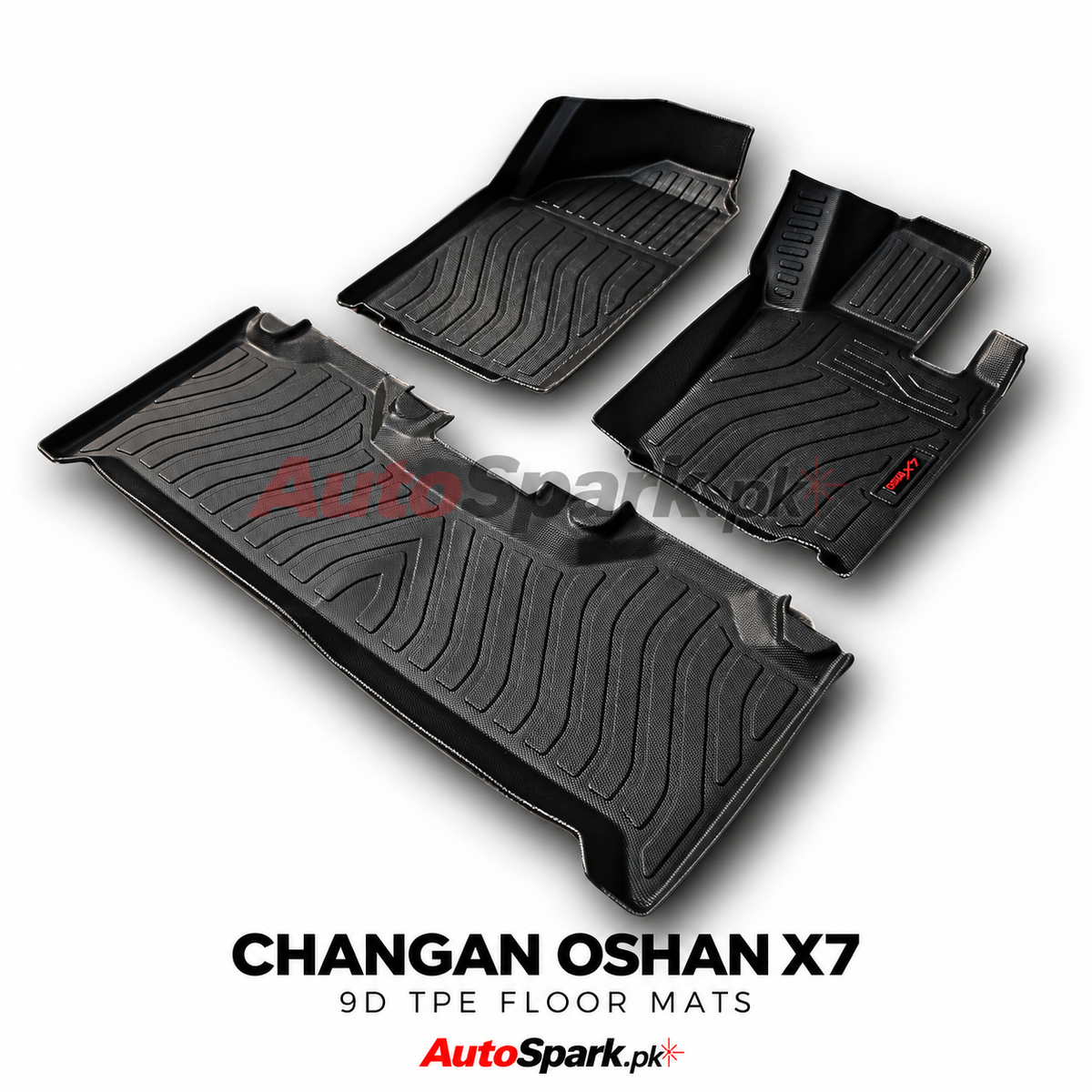 Changan Oshan X7 9D TPE Floor Mats – Black 3-Piece Set
