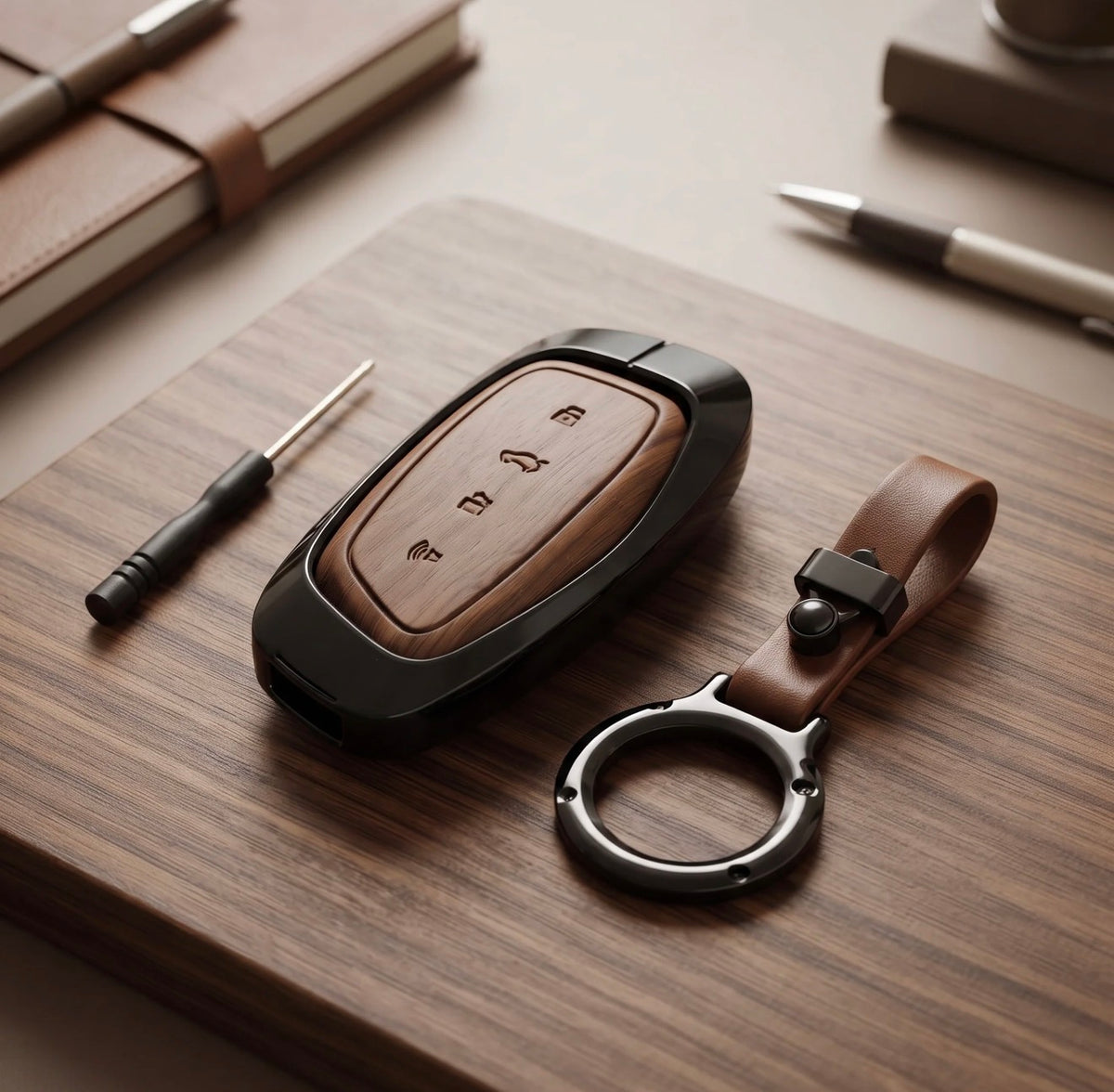Haval H6 2025 Model Elite Series Metallic Car Key Case Luxury Zinc Alloy Protection Case(Brown)