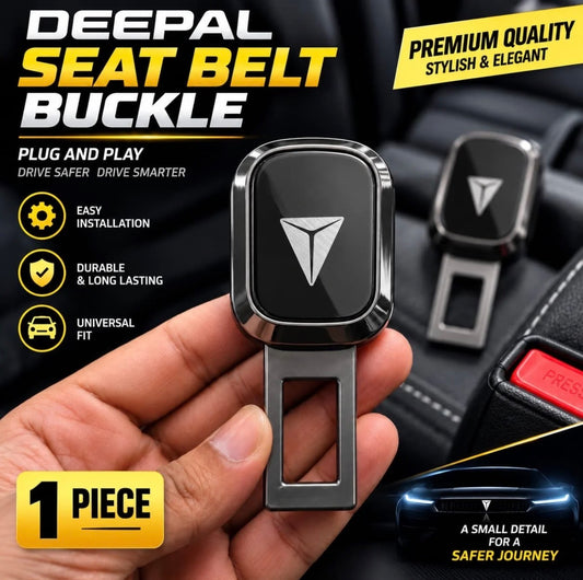 Deepal Logo Metal Double Buckle Seat Belt Clip Metallic Grey 1 Pc
