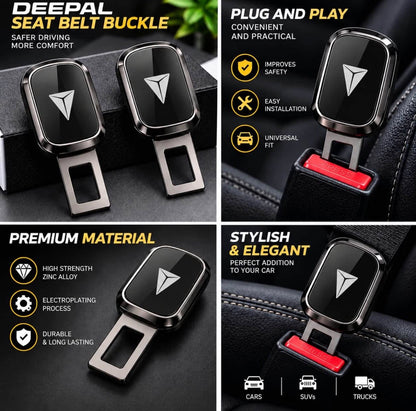 Deepal Logo Metal Double Buckle Seat Belt Clip Metallic Grey 1 Pc