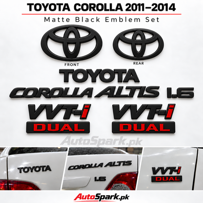 Toyota Corolla 2011–2014 Black Emblem Set – Glossy / Matte