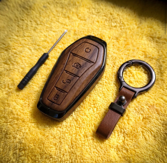 BYD Atto 2 Elite Series Metallic Car Key Case Luxury Zinc Alloy Protection Case(Brown)