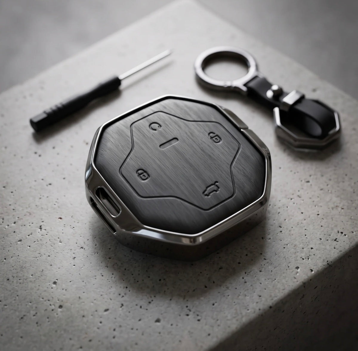 Jetour T2 Elite Series Metallic Car Key Case Luxury Zinc Alloy Protection Case(Black)