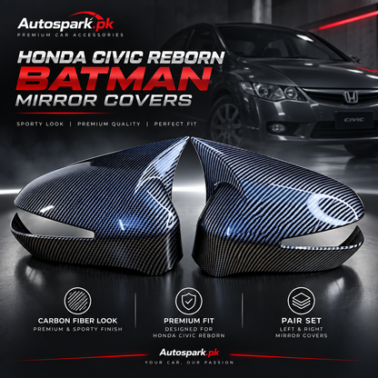 Batman Covers for Honda Civic Reborn 2006–2012 – Carbon Fiber Style Side Mirror Covers