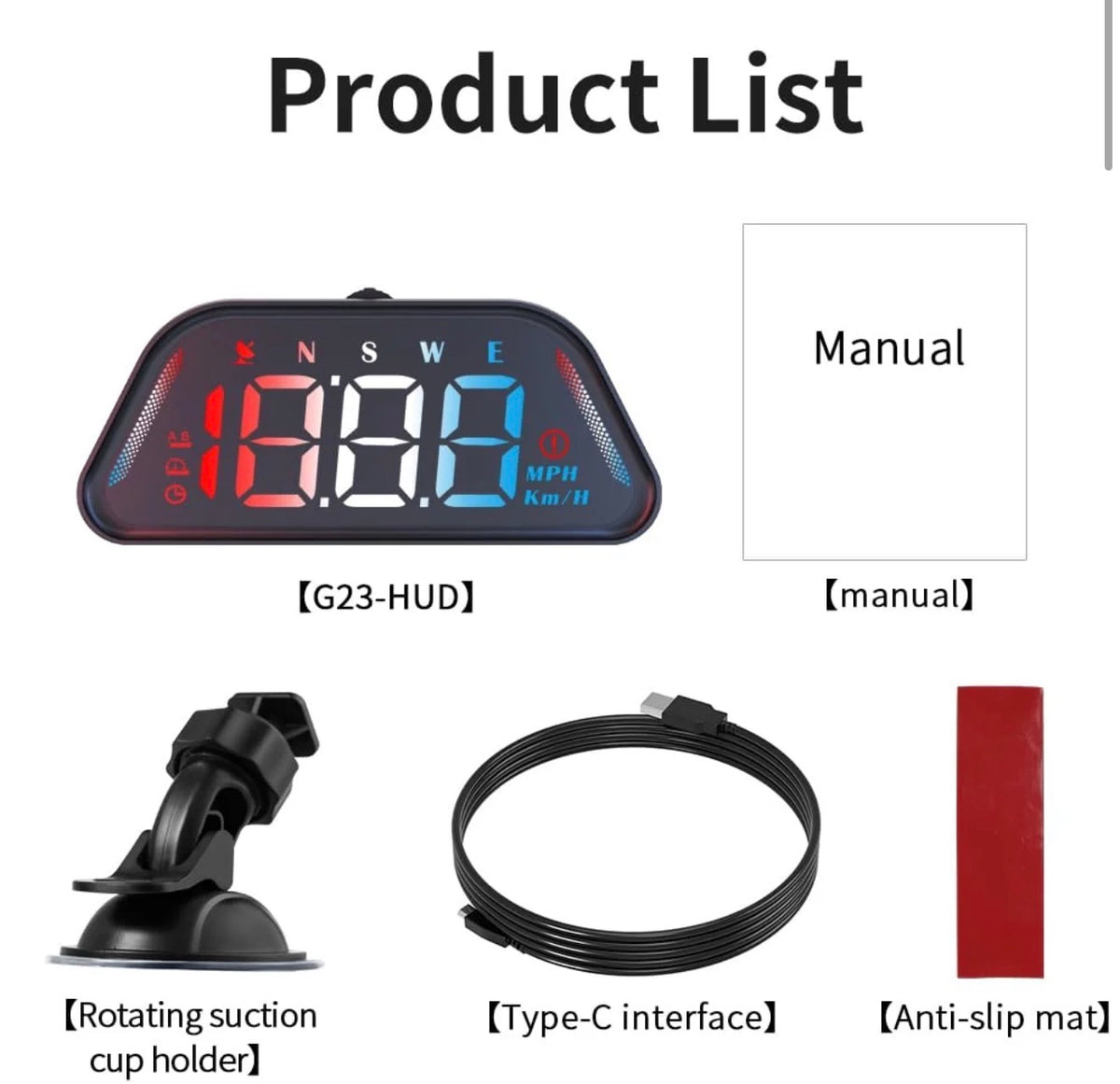 Universal G23 GPS Speedometer HUD Gauge Car Digital Head Up Display Speedometer Campass Clock Distance Meature Functions 1 Pc