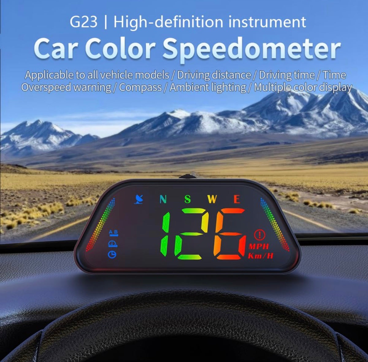 Universal G23 GPS Speedometer HUD Gauge Car Digital Head Up Display Speedometer Campass Clock Distance Meature Functions 1 Pc