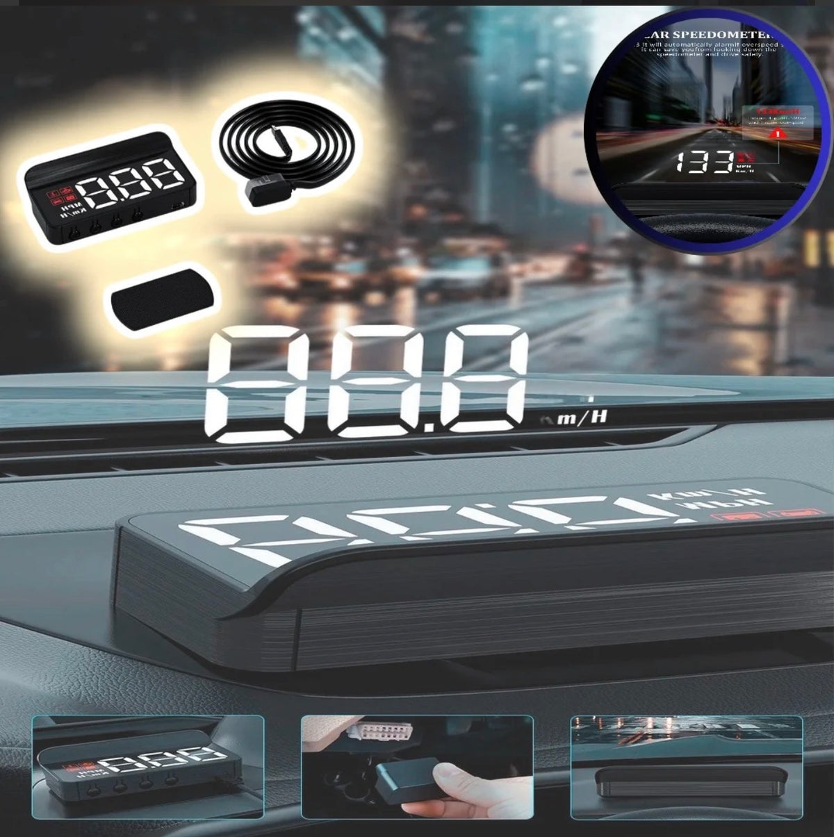 Universal M3 OBD2 HUD Digital Speedometer – Car Head Up Display