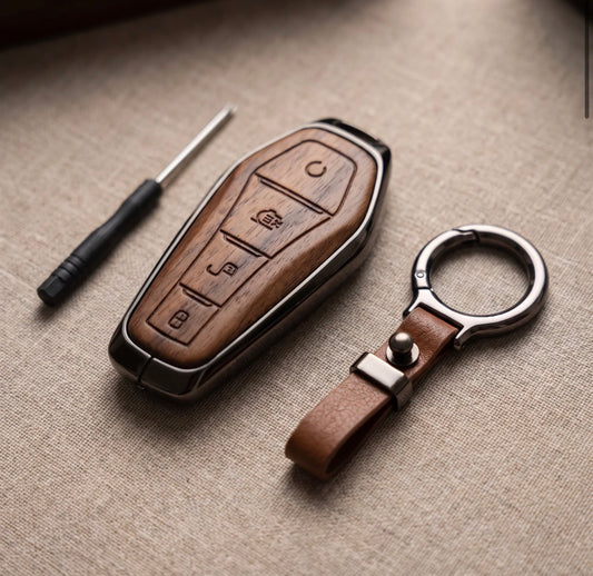BYD Atto 3 Elite Series Metallic Car Key Case Luxury Zinc Alloy Protection Case(Brown)