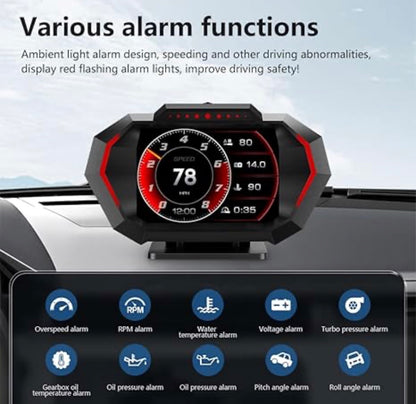 Universal P24 OBD2+GPS HUD Gauge Car Digital Head Up Display Speedometer Turbo RPM Alarm 1 Pc
