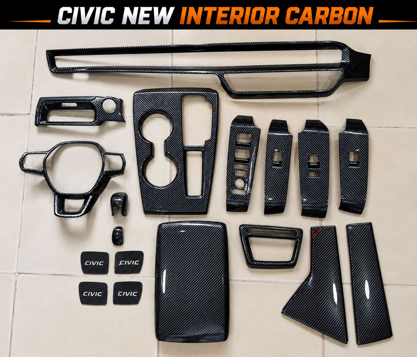 Honda civic interior kit carbon fiber model 2022-2026