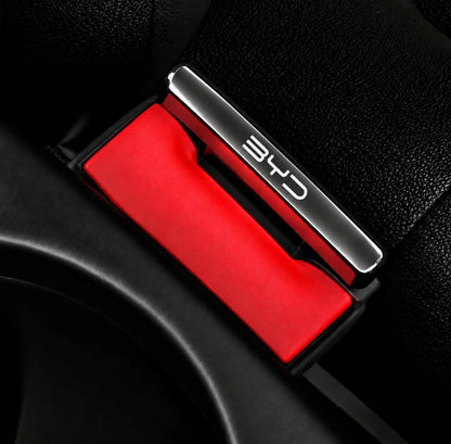 BYD Logo Metal Seat Belt Clip Metallic Silver 2 Pcs Set