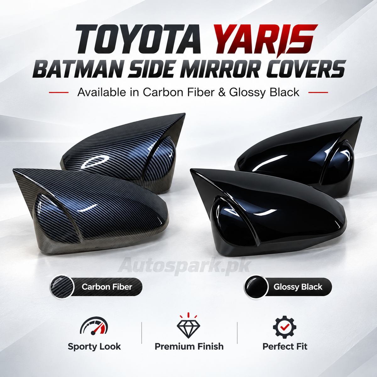 Toyota Yaris Batman Side Mirror Covers – Premium Carbon Fiber Style (Pair)