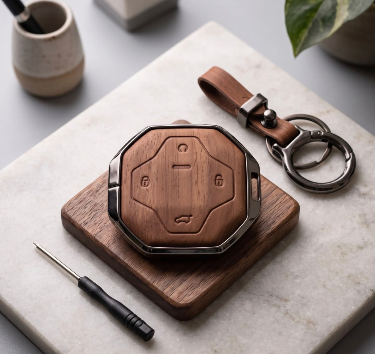 Jetour T2 Elite Series Metallic Car Key Case Luxury Zinc Alloy Protection Case(Brown)