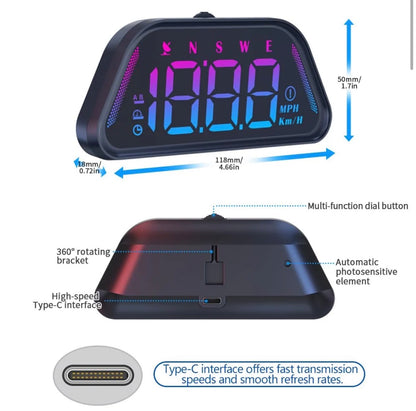 Universal G23 GPS Speedometer HUD Gauge Car Digital Head Up Display Speedometer Campass Clock Distance Meature Functions 1 Pc