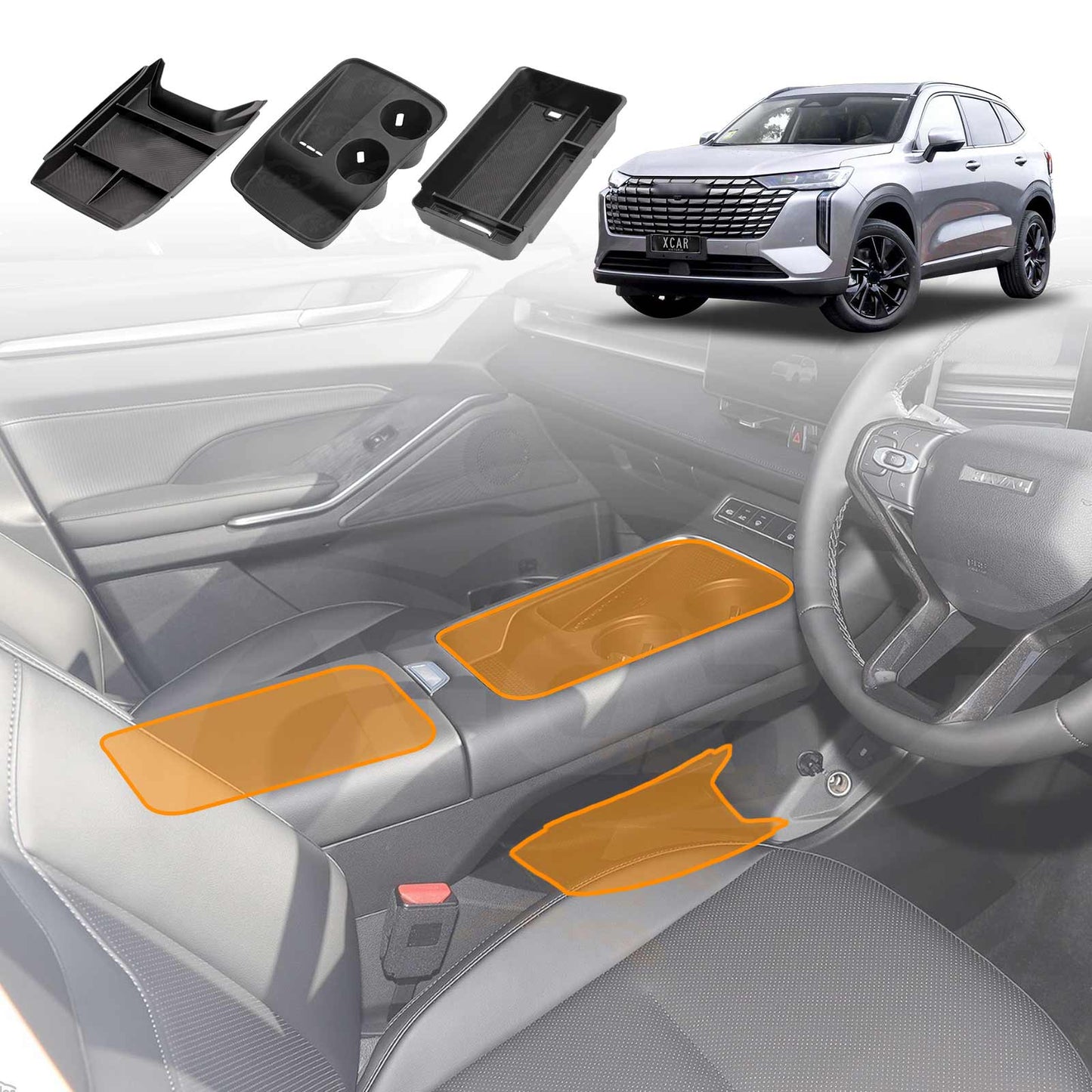 Centre Console Organiser Tray for Haval H6 2025/2026-Onwards Armrest Storage Box Cup Holder