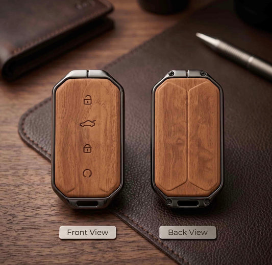 Jaecoo J5 Model Elite Series Metallic Car Key Case Luxury Zinc Alloy Protection Case(Brown)