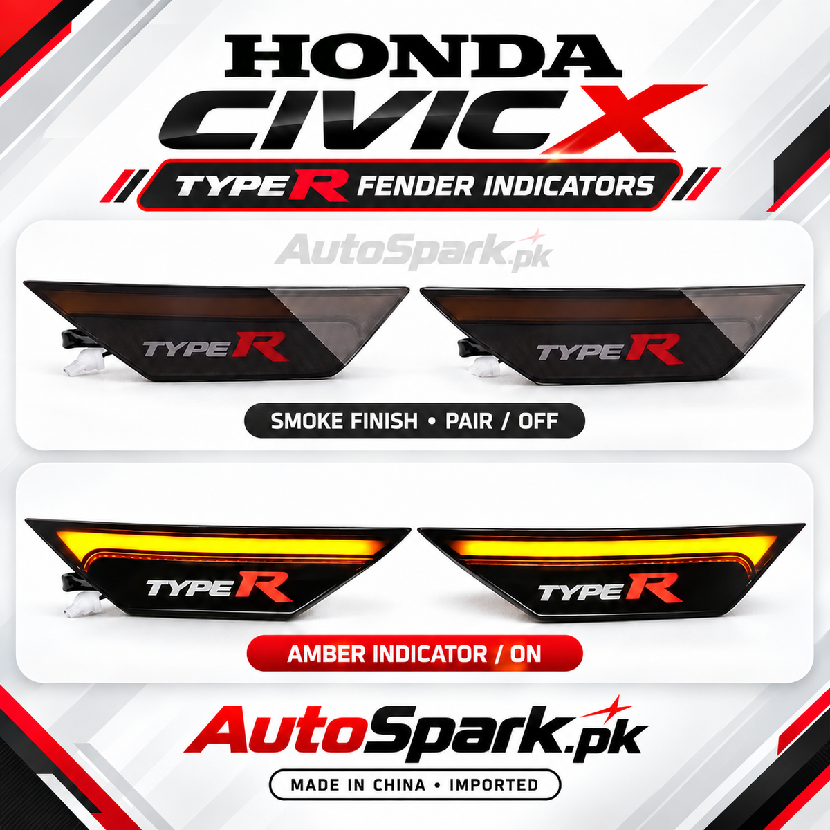 Honda Civic X Fender LED Indicators – V-Shape Design