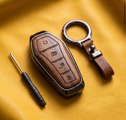 BYD Atto 2 Elite Series Metallic Car Key Case Luxury Zinc Alloy Protection Case(Brown)