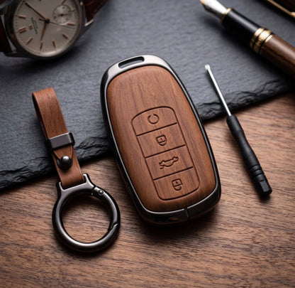 Jaecoo J7 Elite Series Metallic Car Key Case Luxury Zinc Alloy Protection Case(Brown)