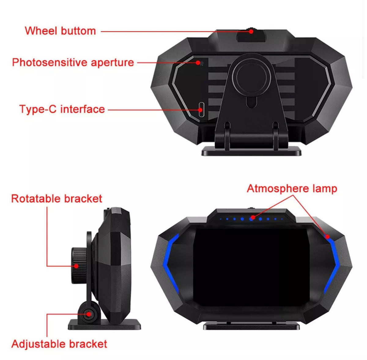 Universal P24 OBD2+GPS HUD Gauge Car Digital Head Up Display Speedometer Turbo RPM Alarm 1 Pc