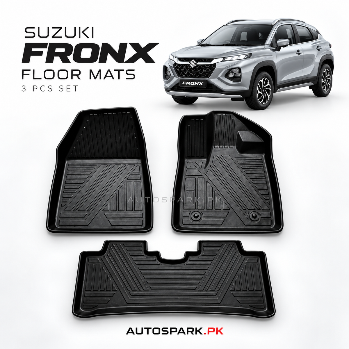 Suzuki Fronx Black Floor Mats – 3 Pcs Set