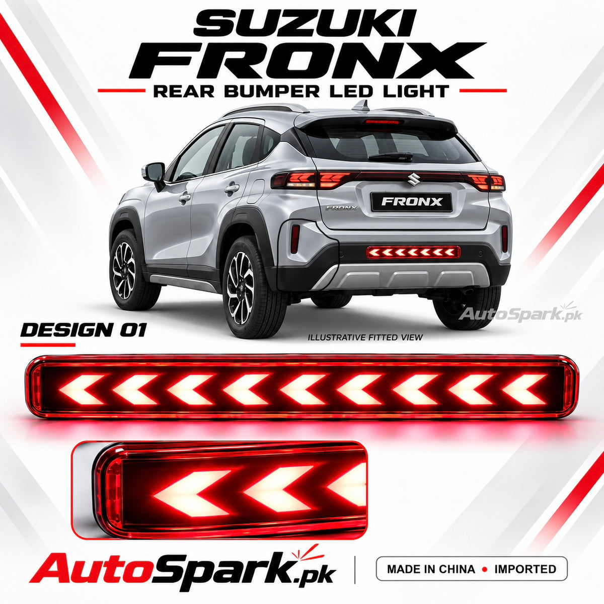 Suzuki Fronx Rear Bumper LED Lights – Chevron Design