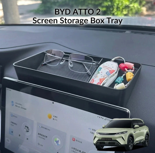 BYD Atto 2 Screen Storage Box Tray With Non-Slip Rubber Mats