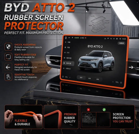 BYD Atto 2 Display Screen Silicone Rubber Protection LCD Edges Protector