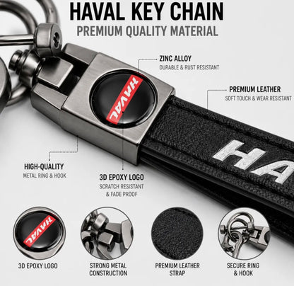 Haval Leather Plus Metal Keychain with Screw Driver | Premium Car Key Ring for H6, Jolion, Dargo & Haval Owners