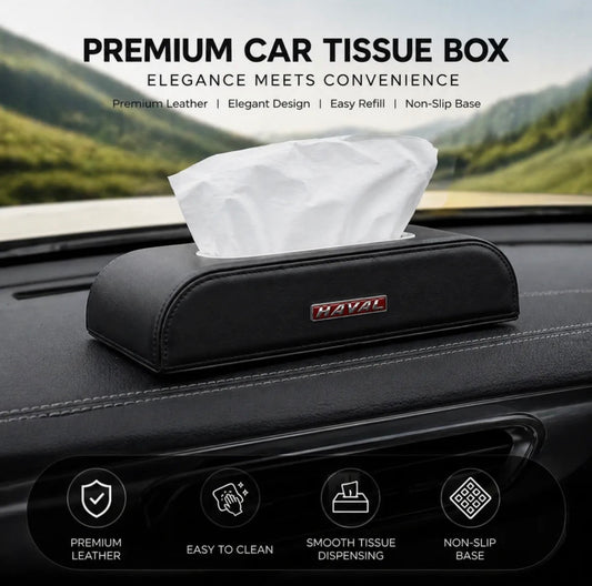Haval Logo Leather TISSUE BOX -Black-